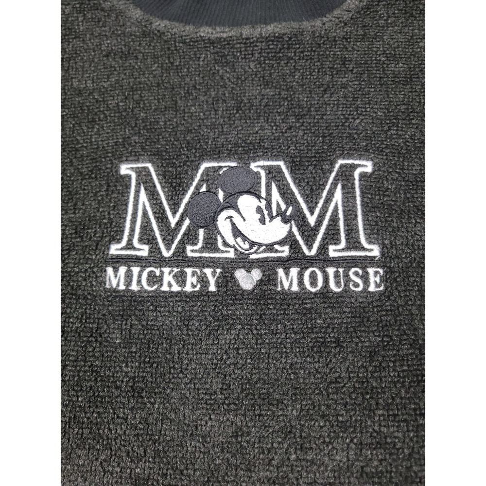 Vintage Disney Mickey Mouse Gray Fleece Sweater Made In USA Medium